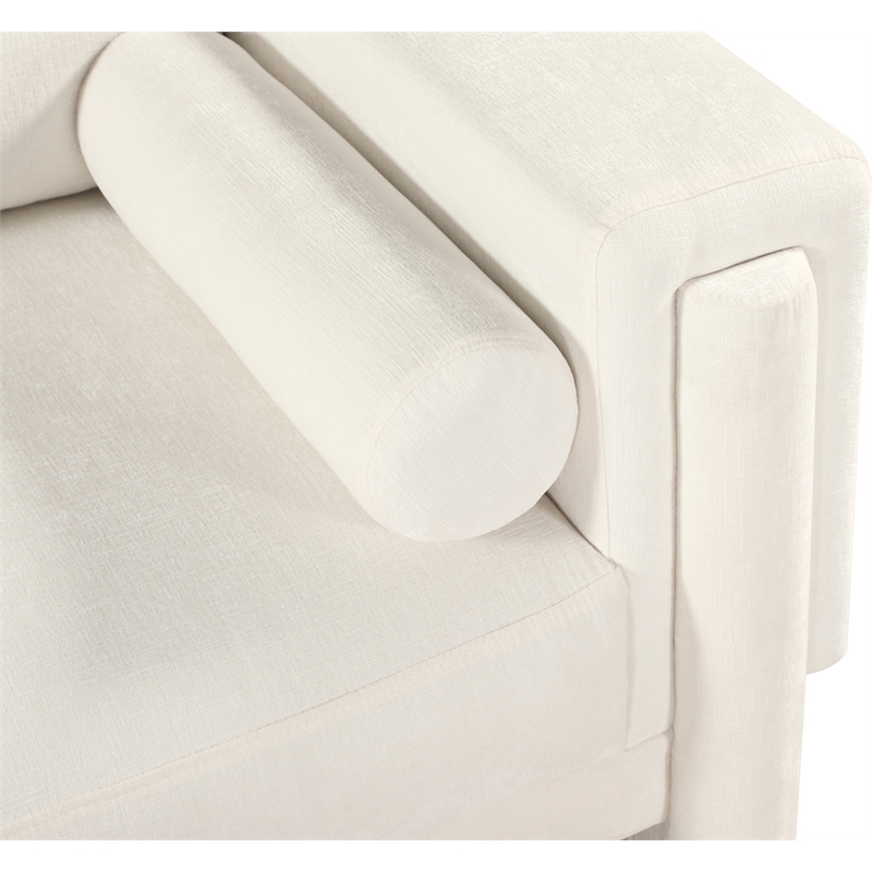 Bowery Hill Contemporary Rich Cream Chenille Durable Fabric Sofa