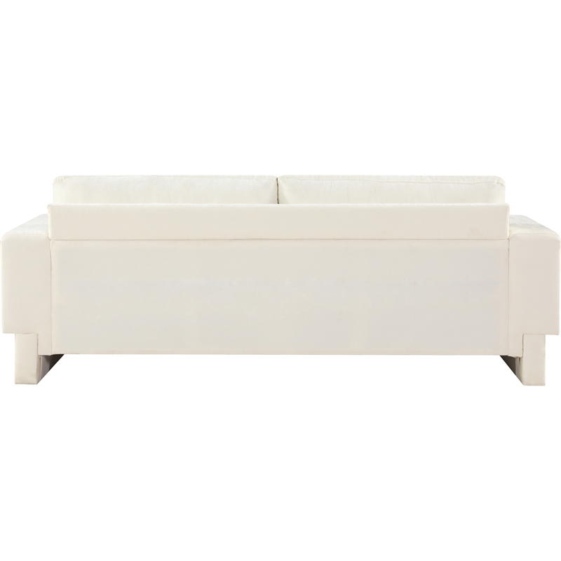 Bowery Hill Contemporary Rich Cream Chenille Durable Fabric Sofa