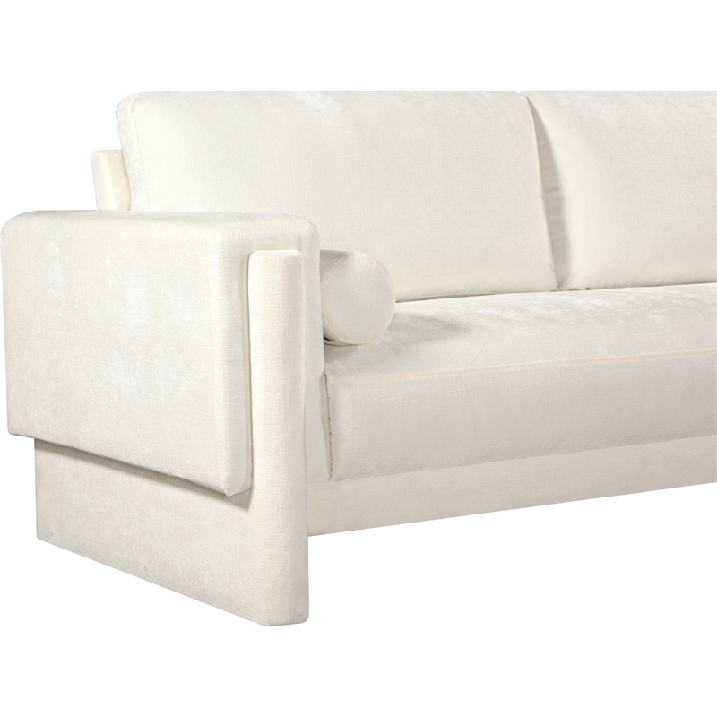 Bowery Hill Contemporary Rich Cream Chenille Durable Fabric Sofa