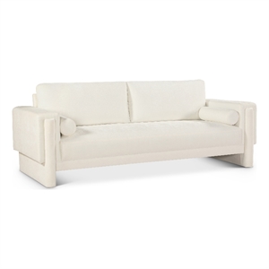 Bowery Hill Contemporary Rich Cream Chenille Durable Fabric Sofa