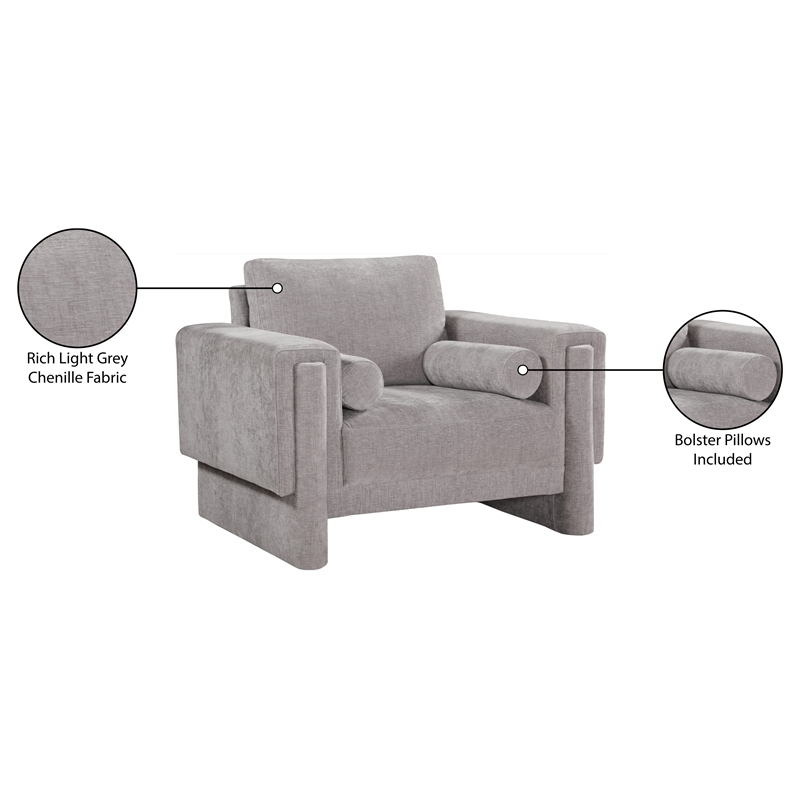 Bowery Hill Contemporary Rich Grey Chenille Durable Fabric Chair