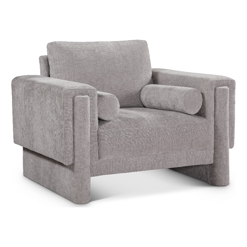 Bowery Hill Contemporary Rich Grey Chenille Durable Fabric Chair