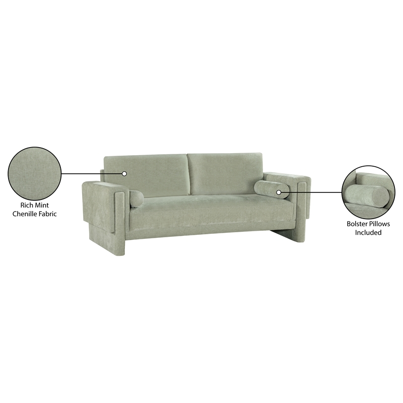 Bowery Hill Contemporary Rich Mint Chenille Durable Fabric Sofa