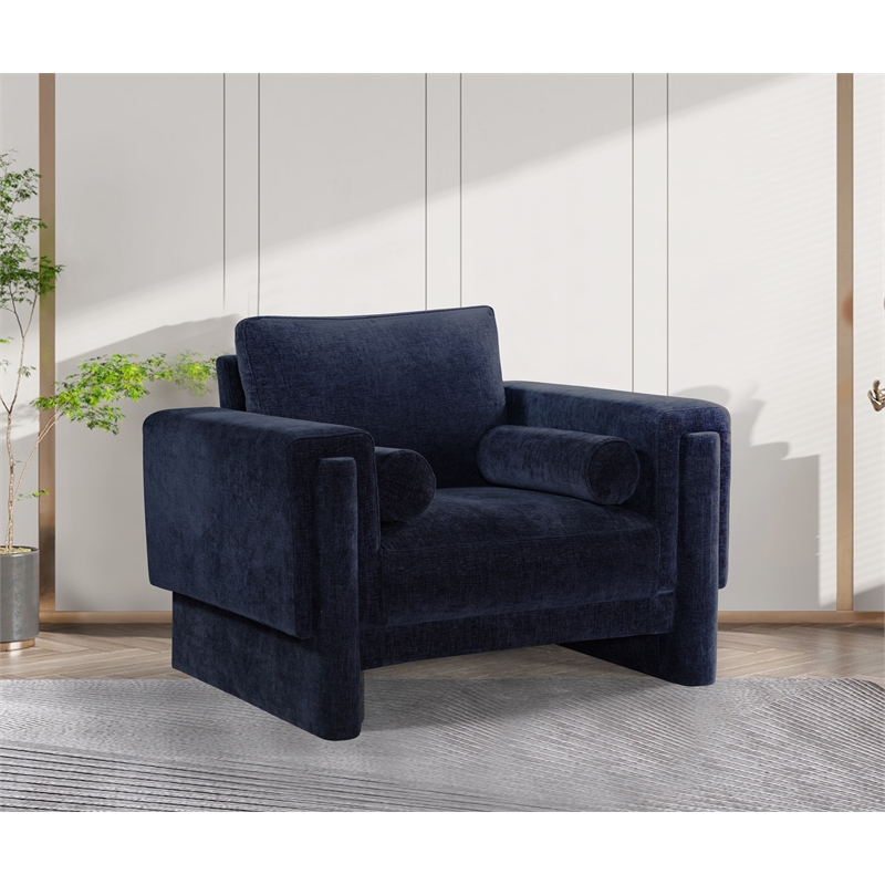 Bowery Hill Contemporary Rich Navy Chenille Durable Fabric Chair