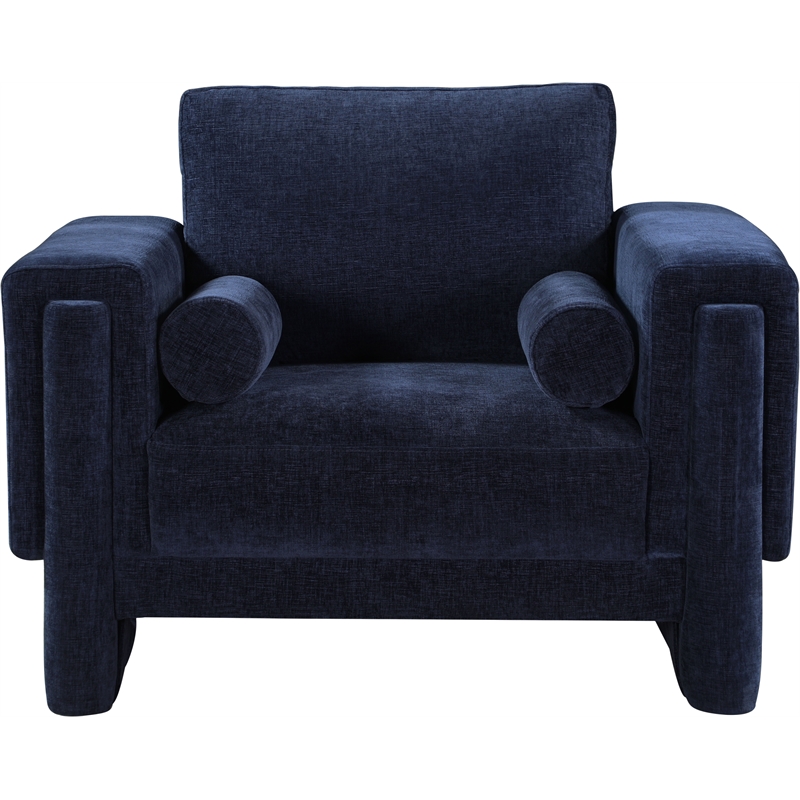 Bowery Hill Contemporary Rich Navy Chenille Durable Fabric Chair