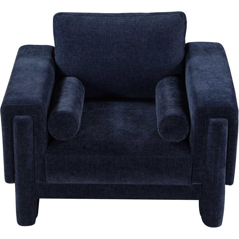 Bowery Hill Contemporary Rich Navy Chenille Durable Fabric Chair