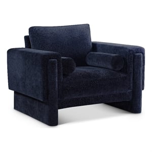 Bowery Hill Contemporary Rich Navy Chenille Durable Fabric Chair