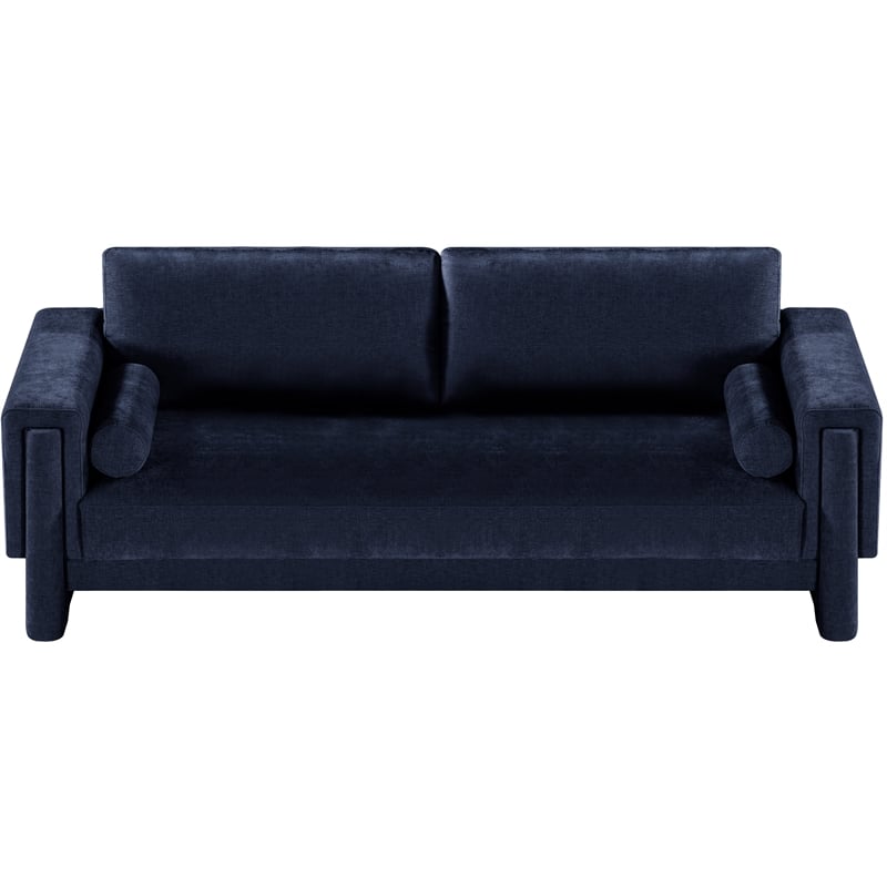 Bowery Hill Contemporary Rich Navy Chenille Durable Fabric Sofa
