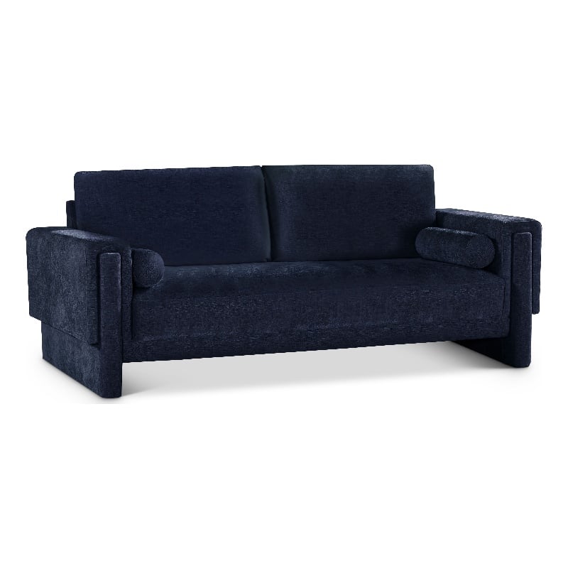 Bowery Hill Contemporary Rich Navy Chenille Durable Fabric Sofa