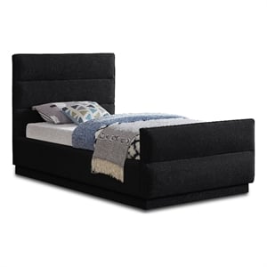 Bowery Hill Contemporary Channel Tufted Black Chenille Fabric Twin Bed