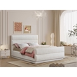 Bowery Hill Contemporary Channel Tufted Cream Chenille Fabric Full Bed