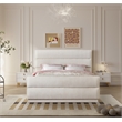 Bowery Hill Contemporary Channel Tufted Cream Chenille Fabric Full Bed