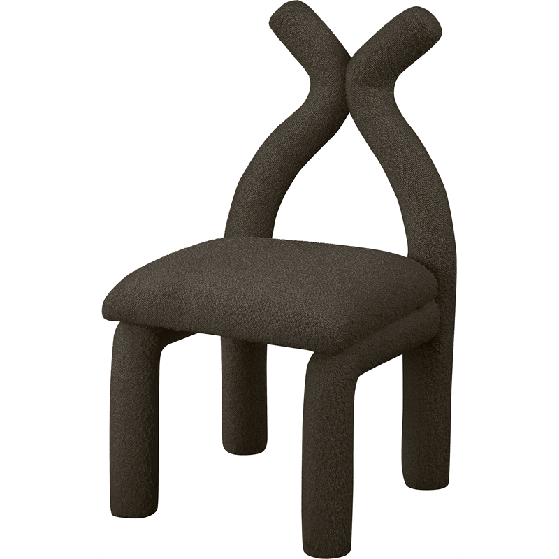 Bowery Hill Contemporary Brown Boucle Fabric Accent/Dining Chair