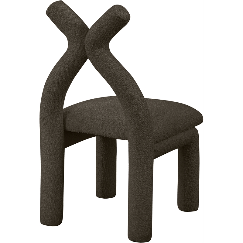 Bowery Hill Contemporary Brown Boucle Fabric Accent/Dining Chair
