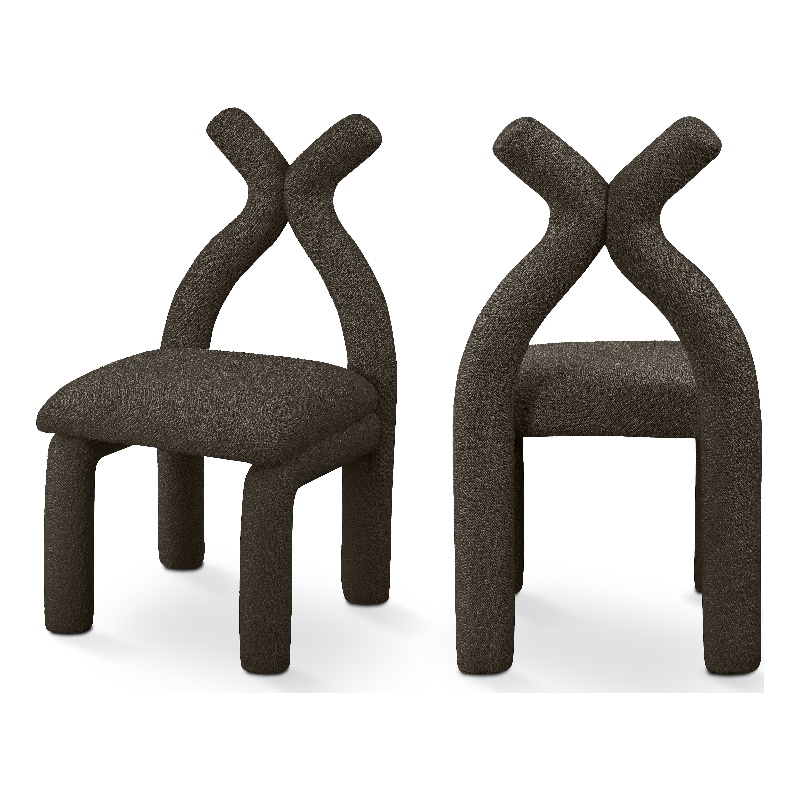 Bowery Hill Contemporary Brown Boucle Fabric Accent/Dining Chair