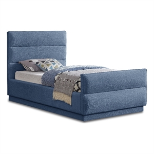 Bowery Hill Contemporary Light Blue Chenille Fabric Twin Bed