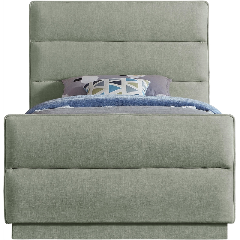 Bowery Hill Contemporary Channel Tufted Mint Chenille Fabric Twin Bed