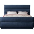 Bowery Hill Contemporary Channel Tufted Navy Chenille Fabric Queen Bed