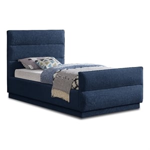 Bowery Hill Contemporary Channel Tufted Navy Chenille Fabric Twin Bed