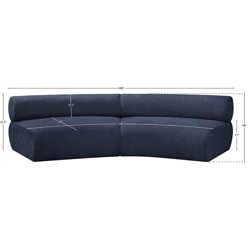 Bowery Hill Contemporary Soft Navy Chenille Fabric Modular Sofa
