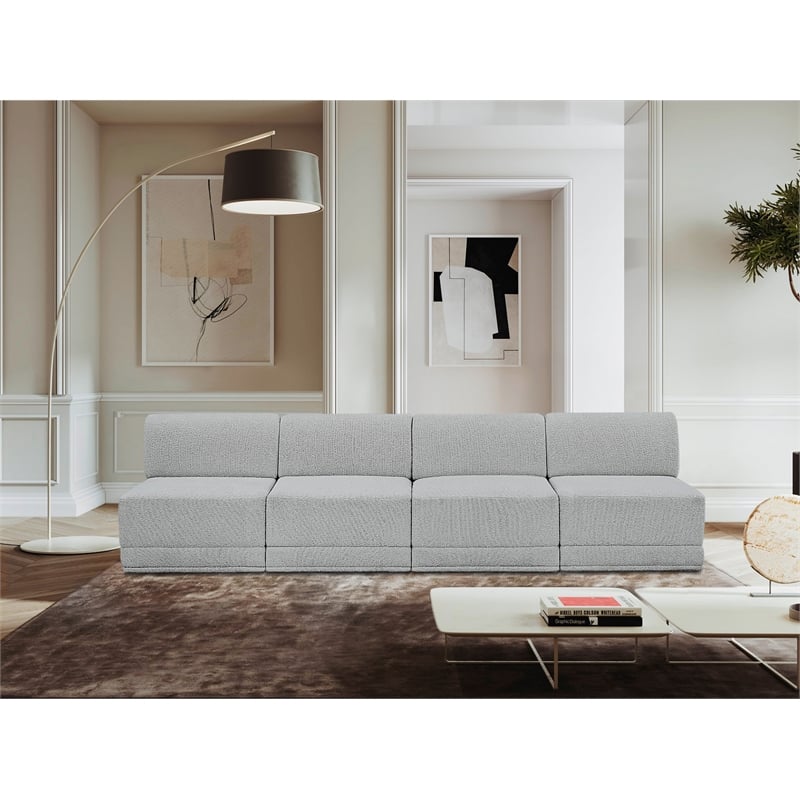 Bowery Hill Contemporary Rich Grey Boucle Fabric Modular Sofa