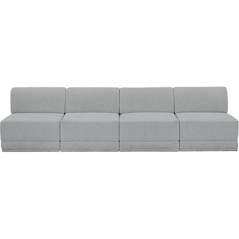 Bowery Hill Contemporary Rich Grey Boucle Fabric Modular Sofa
