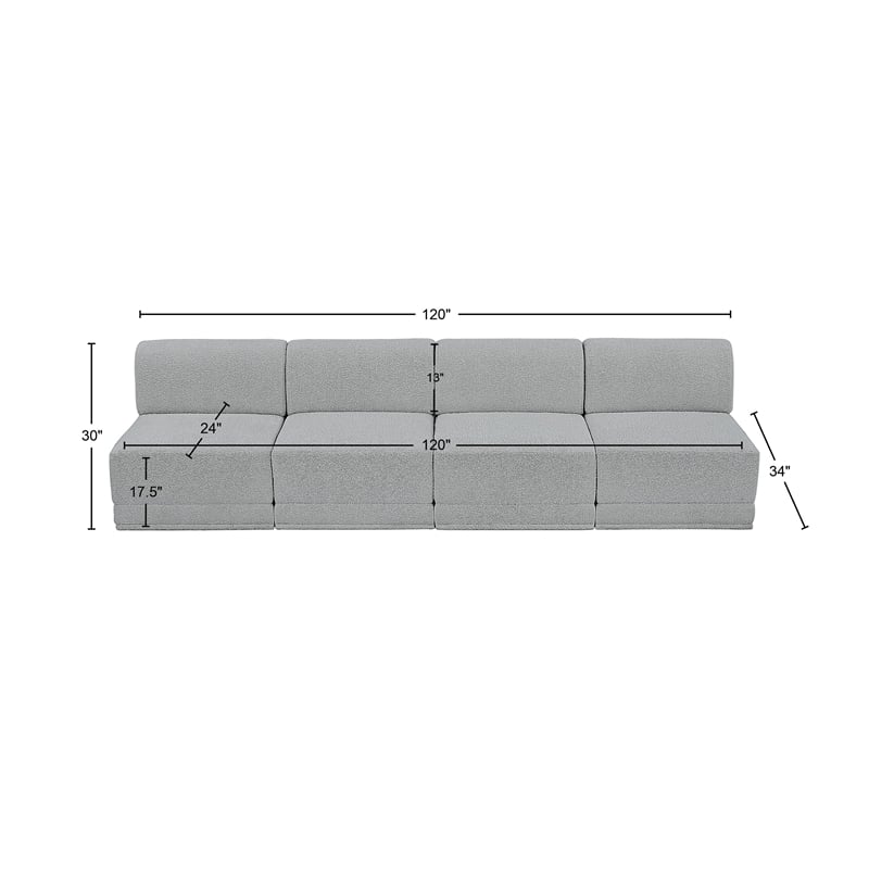 Bowery Hill Contemporary Rich Grey Boucle Fabric Modular Sofa