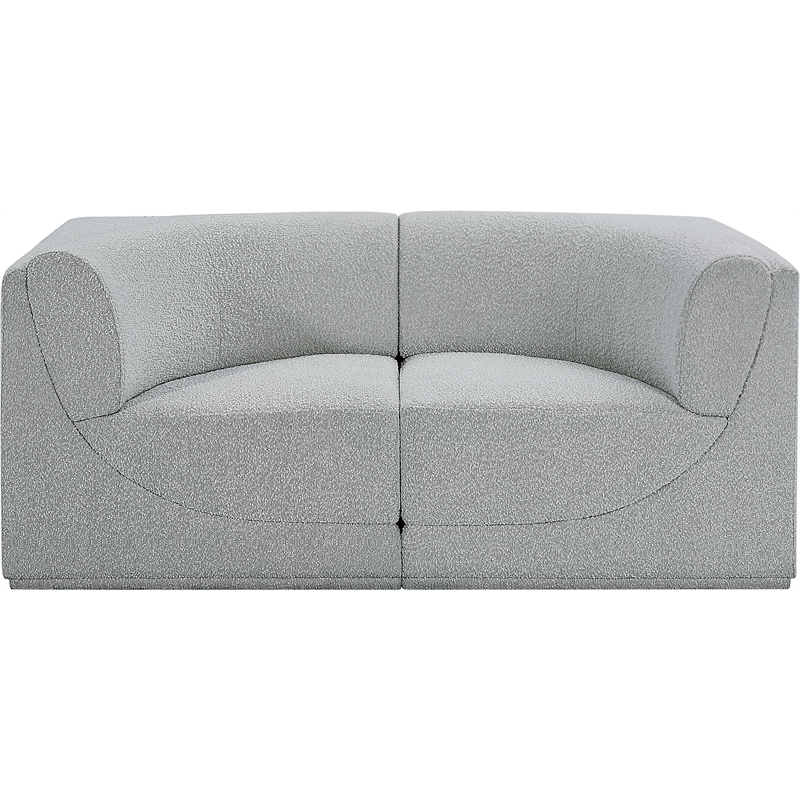 Bowery Hill Contemporary Rich Grey Boucle Fabric Modular Sofa