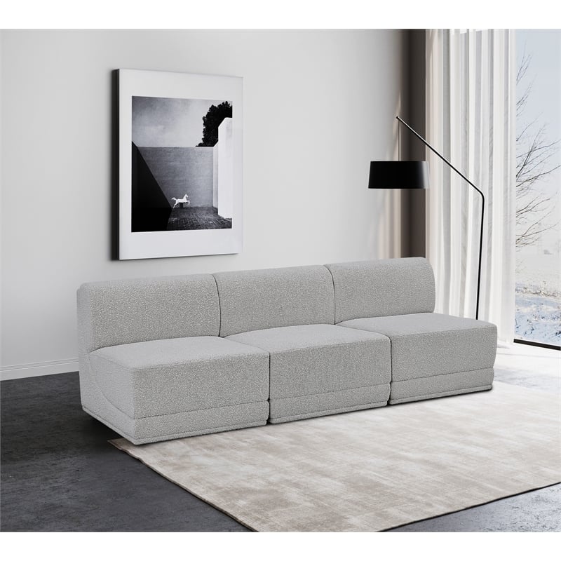 Bowery Hill Contemporary Rich Grey Boucle Fabric Modular Sofa