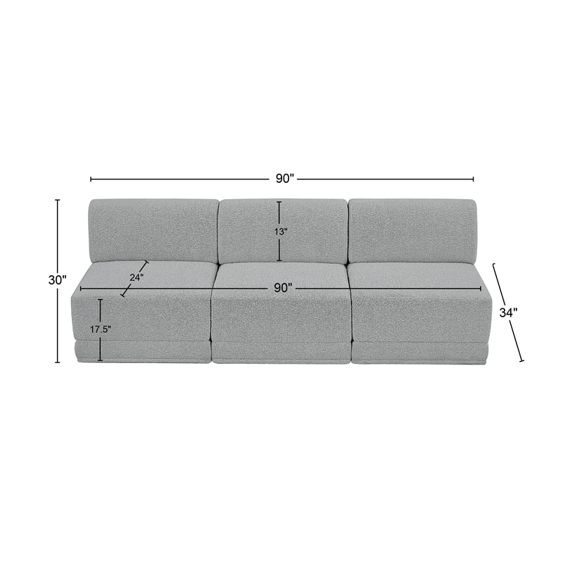 Bowery Hill Contemporary Rich Grey Boucle Fabric Modular Sofa