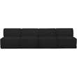 Bowery Hill Contemporary Rich Black Boucle Fabric Modular Sofa