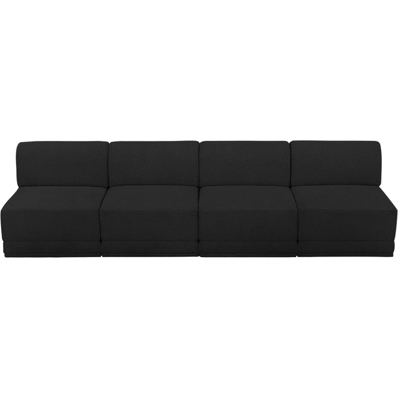 Bowery Hill Contemporary Rich Black Boucle Fabric Modular Sofa