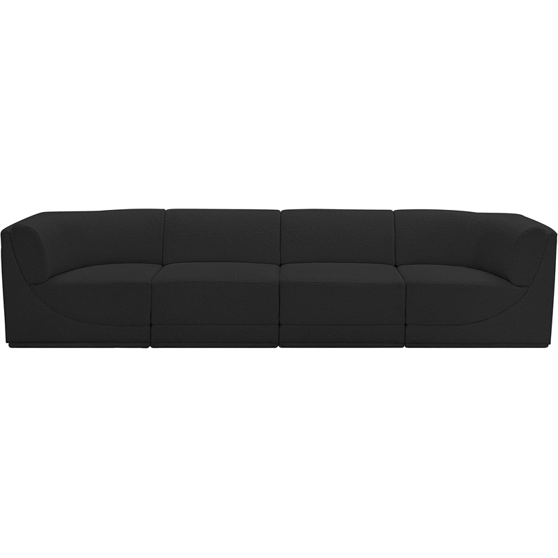 Bowery Hill Contemporary Rich Black Boucle Fabric Modular Sofa