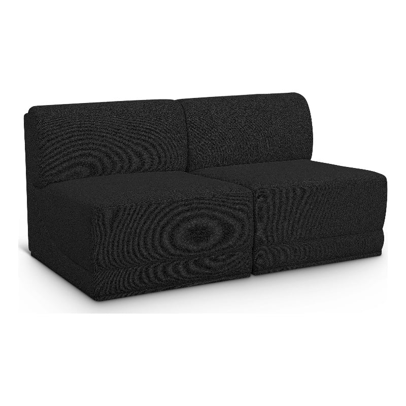 Bowery Hill Contemporary Rich Black Boucle Fabric Modular Sofa