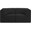 Bowery Hill Contemporary Rich Black Boucle Fabric Modular Sofa