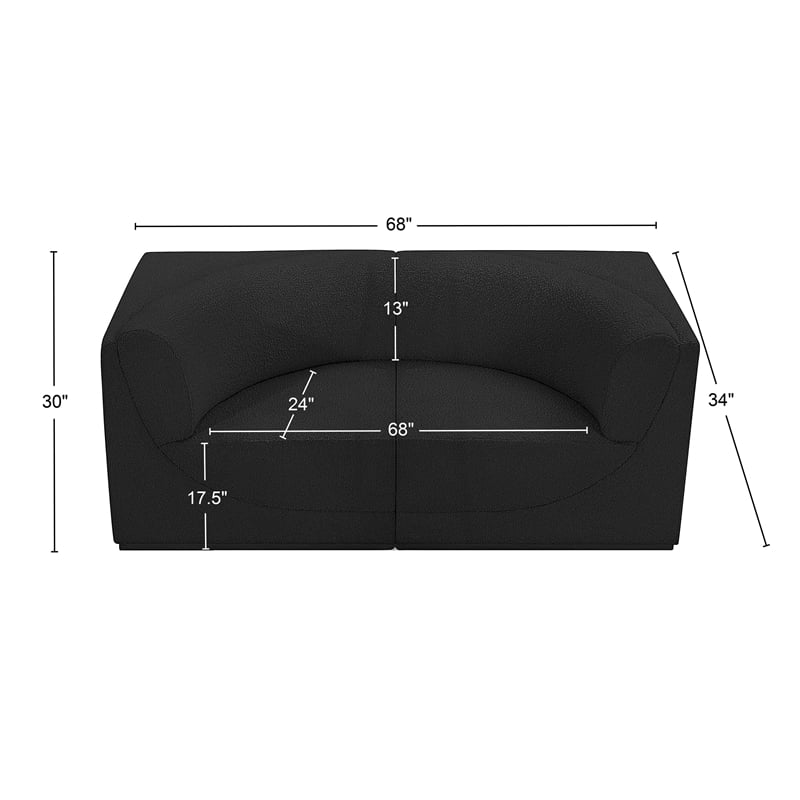 Bowery Hill Contemporary Rich Black Boucle Fabric Modular Sofa