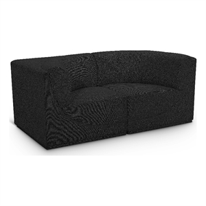 Bowery Hill Contemporary Rich Black Boucle Fabric Modular Sofa