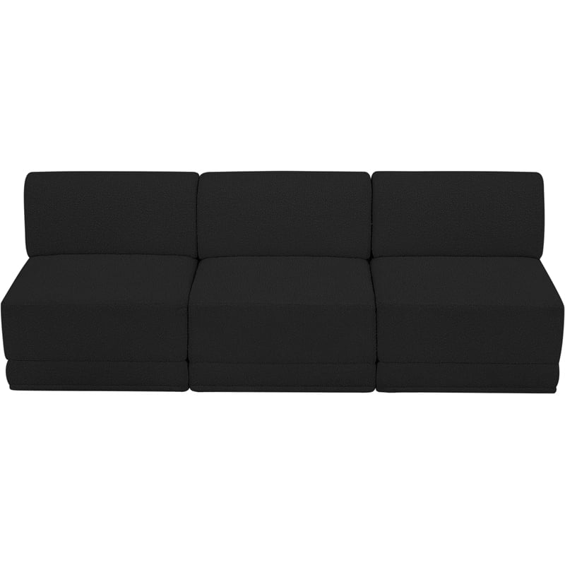 Bowery Hill Contemporary Rich Black Boucle Fabric Modular Sofa