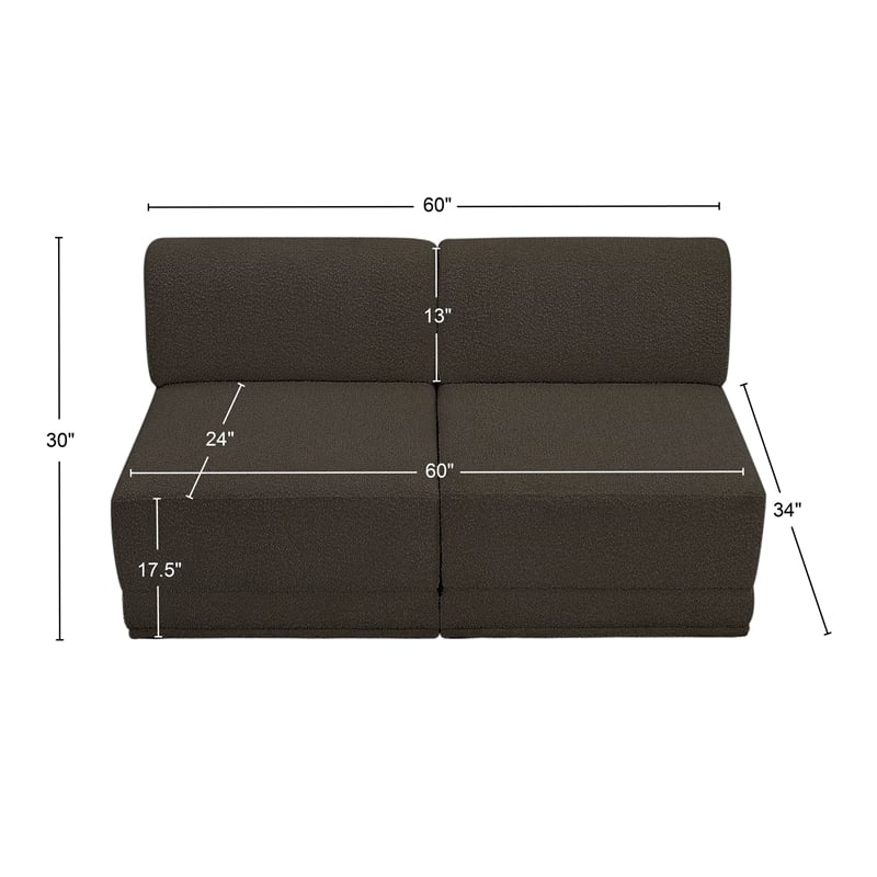 Bowery Hill Contemporary Rich Brown Boucle Fabric Modular Sofa