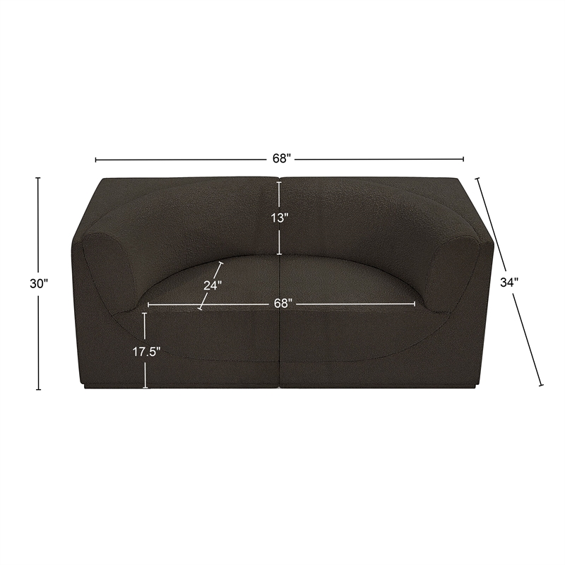 Bowery Hill Contemporary Rich Brown Boucle Fabric Modular Sofa