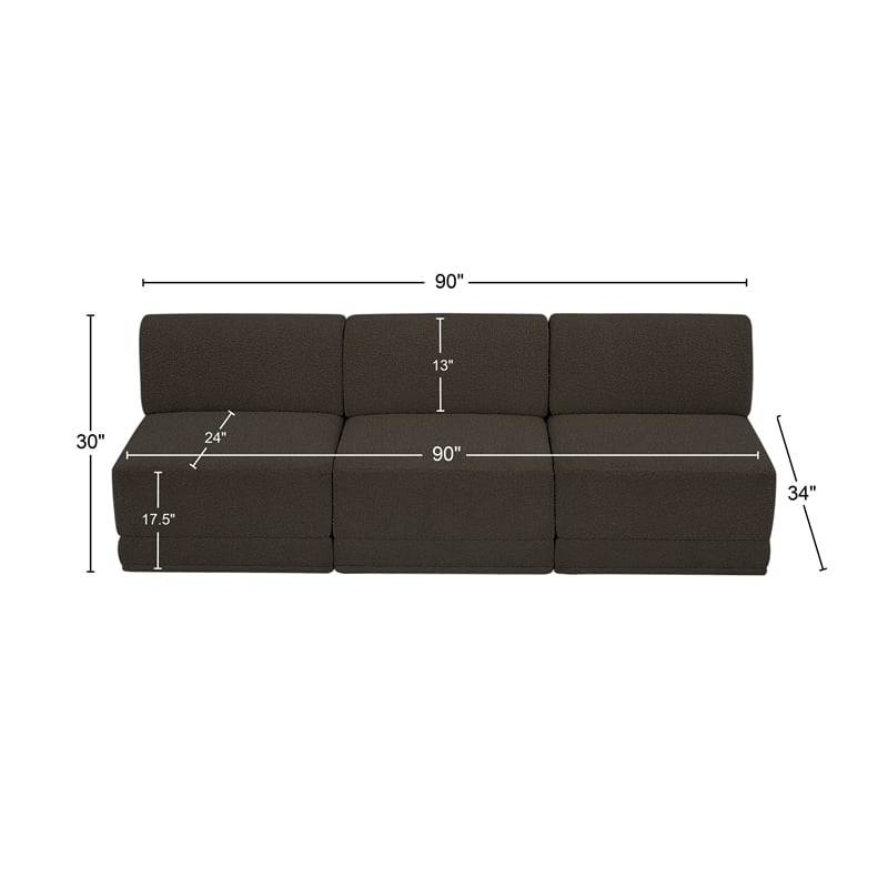 Bowery Hill Contemporary Rich Brown Boucle Fabric Modular Sofa