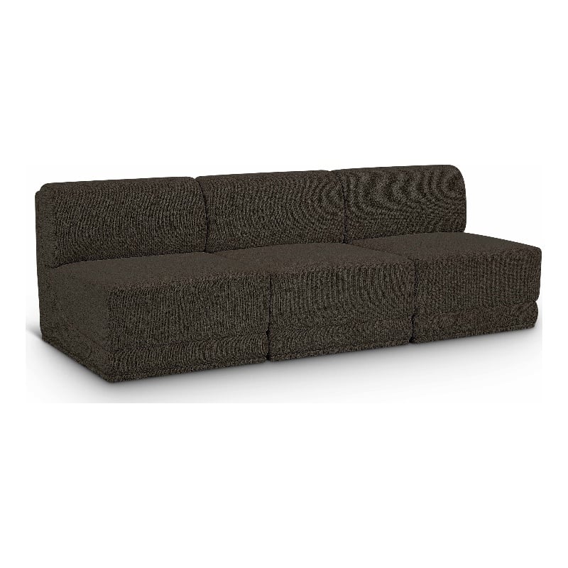 Bowery Hill Contemporary Rich Brown Boucle Fabric Modular Sofa