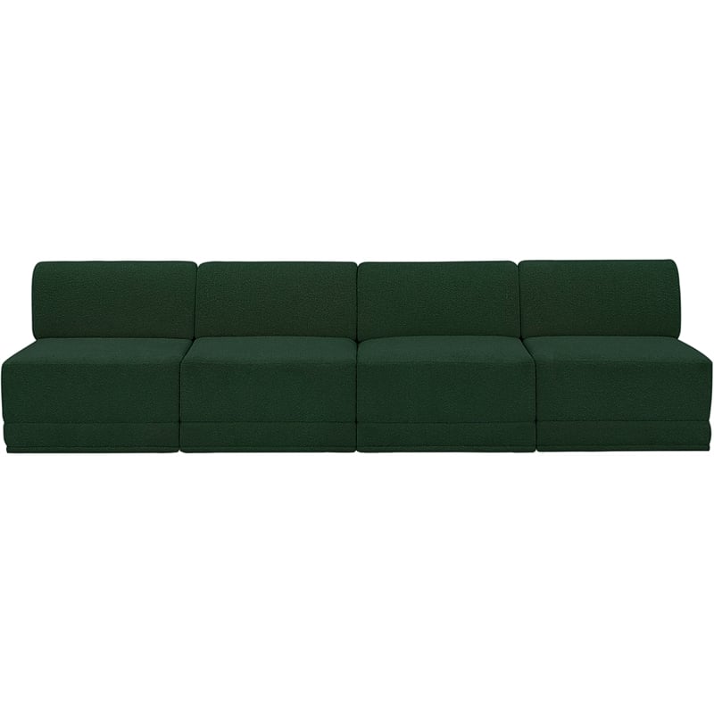 Bowery Hill Contemporary Rich Green Boucle Fabric Modular Sofa