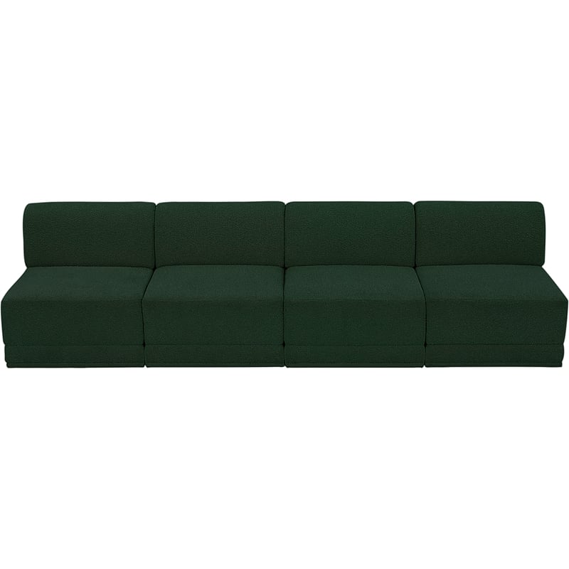 Bowery Hill Contemporary Rich Green Boucle Fabric Modular Sofa