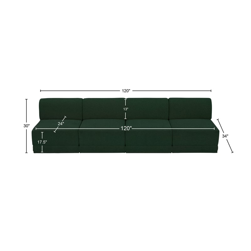Bowery Hill Contemporary Rich Green Boucle Fabric Modular Sofa