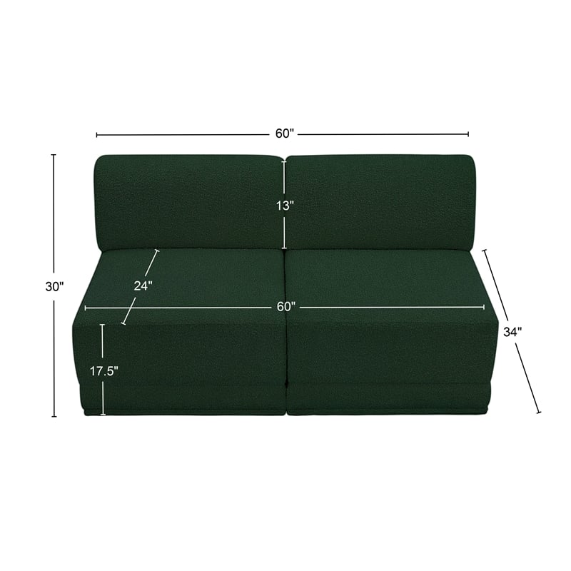 Bowery Hill Contemporary Rich Green Boucle Fabric Modular Sofa