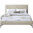 Bowery Hill Contemporary Deep Channel Tufted Soft Beige Vegan Leather King Bed