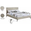 Bowery Hill Contemporary Deep Channel Tufted Soft Beige Vegan Leather King Bed