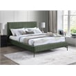 Bowery Hill Contemporary Deep Channel Tufted Soft Green Vegan Leather King Bed
