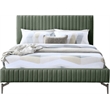 Bowery Hill Contemporary Deep Channel Tufted Soft Green Vegan Leather King Bed